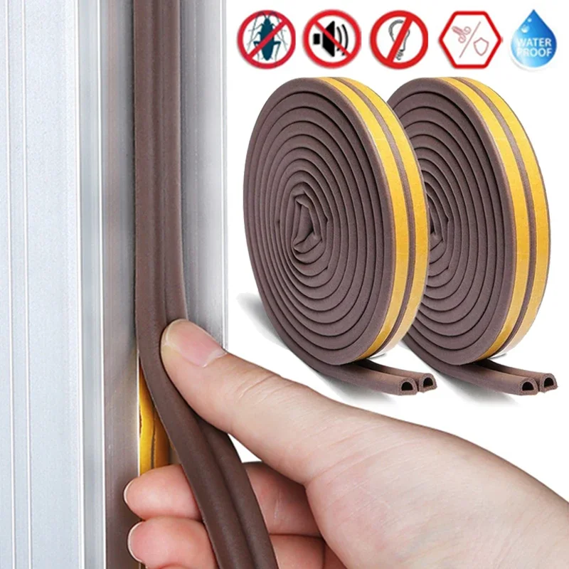 12M/Roll Door Window Sealing Strips Self-adhesive Anti-collision Rubber Strip Waterproof Windproof Rainproof Insulation Tapes