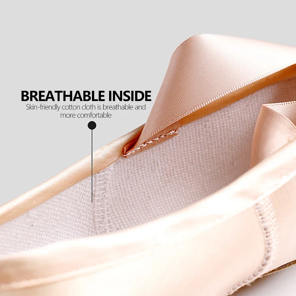 جديد 1 زوج المهنية الباليه بوانت أحذية الفتيات السيدات الشريط أحذية الباليه أداء أحذية ممارسة أحذية الرقص مع أشرطة #3