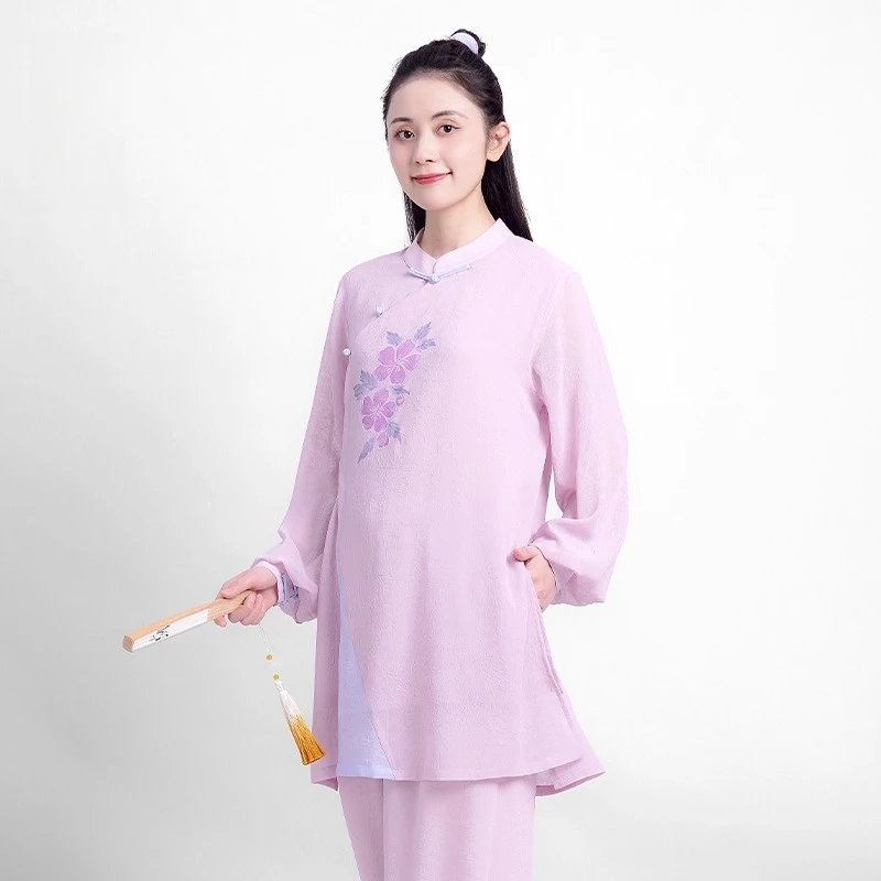Elegant Women's Wushu Tai Chi Suit Chinese Kung Fu Uniform with Fluid Drape Breathable & Comfortable for Martial Arts Practice