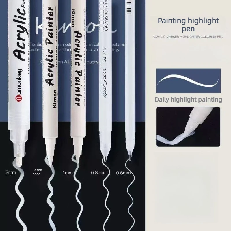 Double Head Acrylic Highlight Marker 6mm Tip Quick Drying Waterproof White Paint Pen for Art Drawing and Crafting 3 Pieces Set