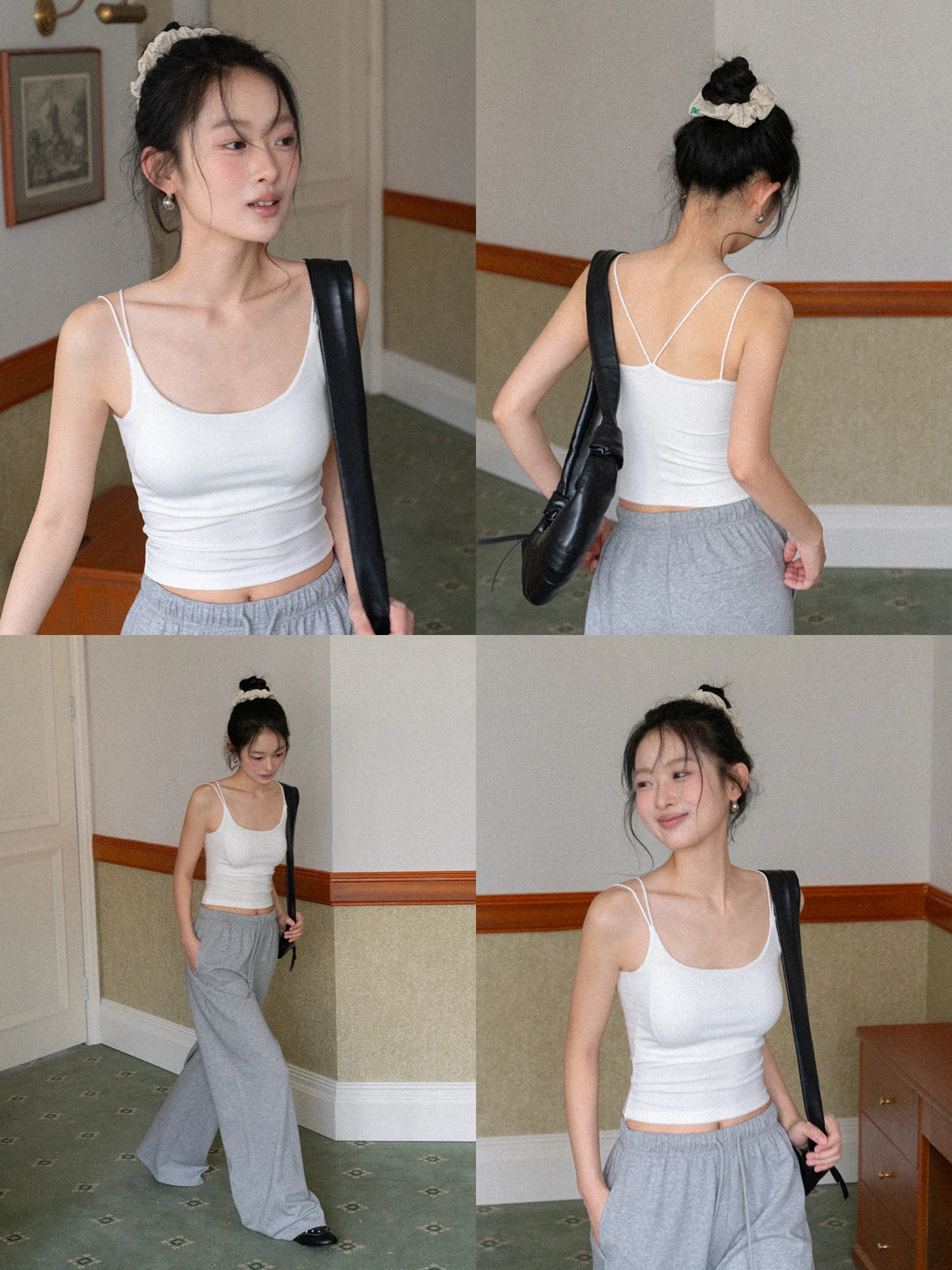 

EGGKA Women's Slim Fit Tank Top with Chest Pad Integrated Double Strap Beautiful Back Vest Strap Summer Short Style Thinming ...