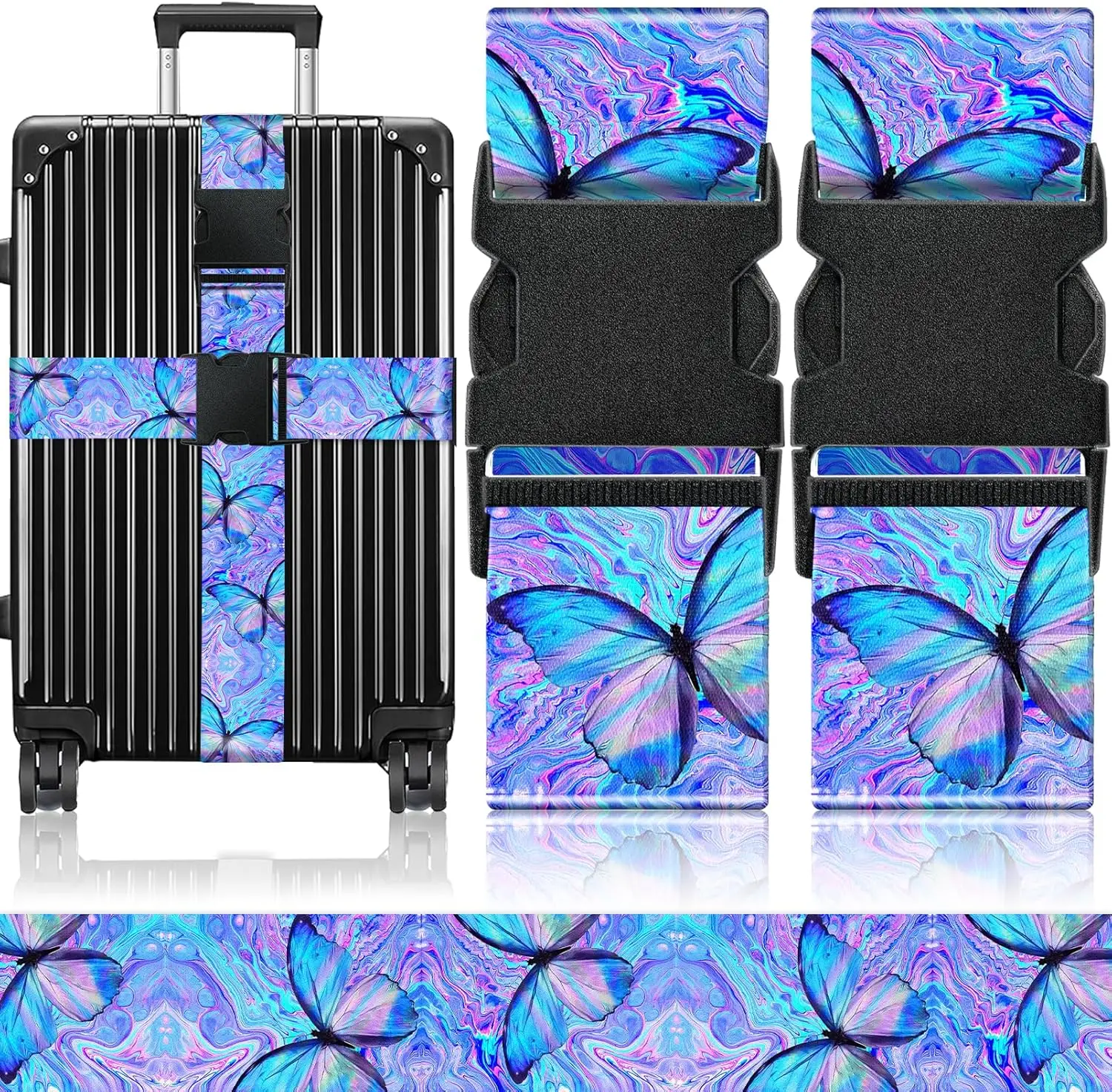 

Регулируемые ремни для багажа с быстросъемной пряжкой, 2 шт., нейлоновые дорожные ремни для чемоданов и сумок