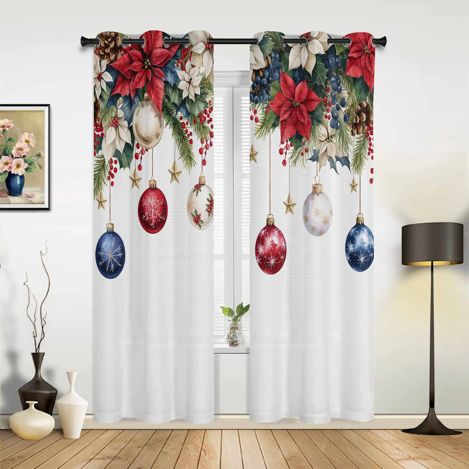 First Grade Redwood Leaves Berries Window Curtains Printing Curtains for Living Room Modern Design Bedroom Decor Drapes