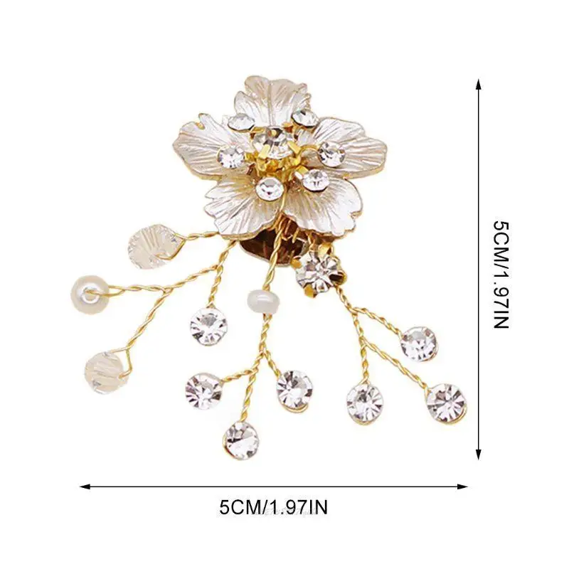 X5XA Shoe Clip Flower Gold Luxury Elegant DIY Women Lady Shoes Handmade Crystal Pearl
