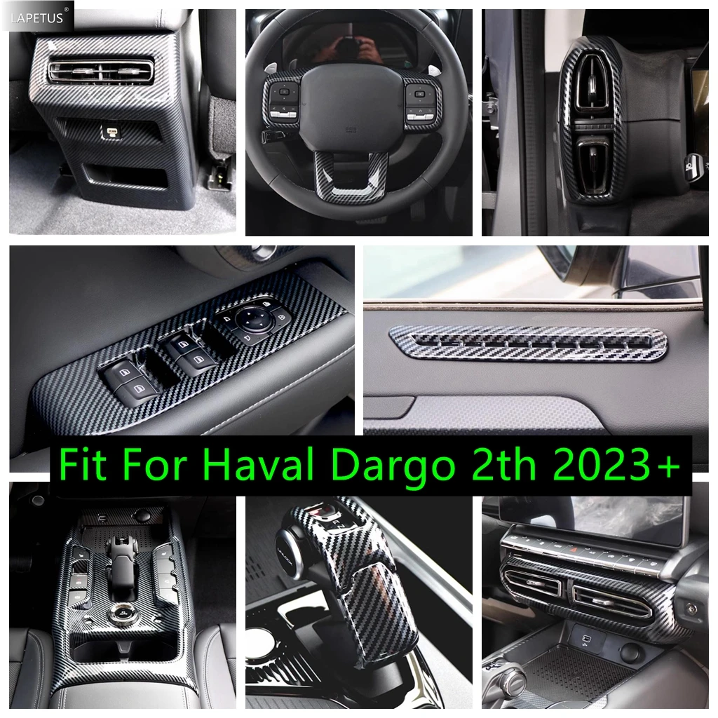 

ABS Carbon Fiber Look AC Outlet Vent / Window Lift / Steering Wheel Frame Accessories Cover Trim For Haval Dargo 2th 2023 2024