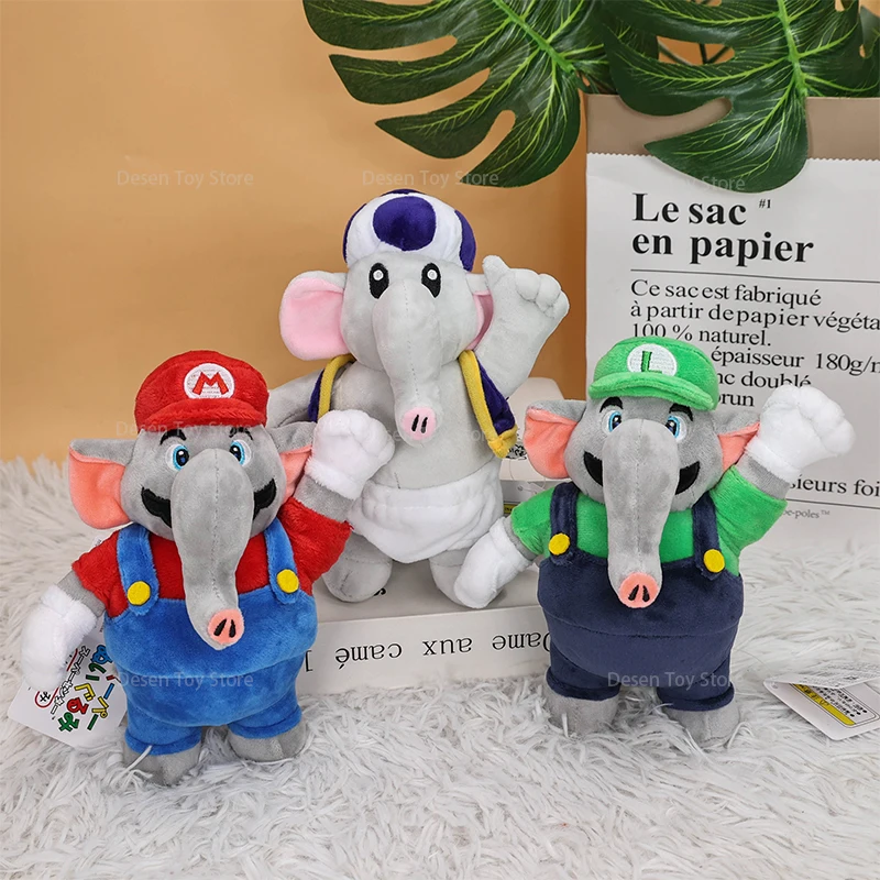 

3 Styles New Bros Plush Luigi Blue Toad COS Elephant Stuffed Animal Doll Plushie Gifts For Birthday Christmas