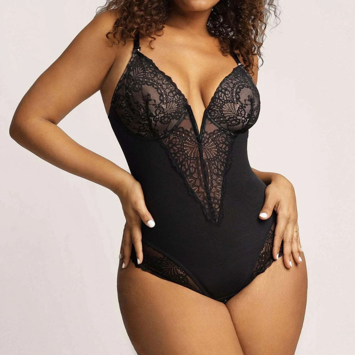

Lace Sleeveless Shapewear Camisole Bodysuit V Neck Backless Body Shaper with Thong Breathable Jumpsuit Sexy Women Slim Underwear