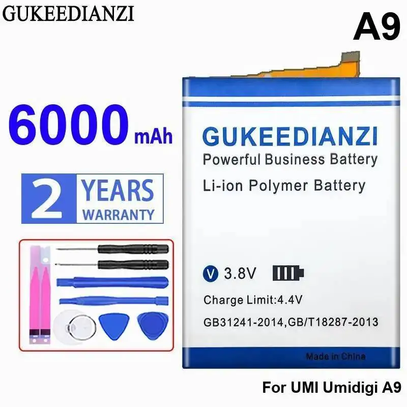 

Mobile Phone Battery 6000Mah For Umidigi Umi A9 Lightweight