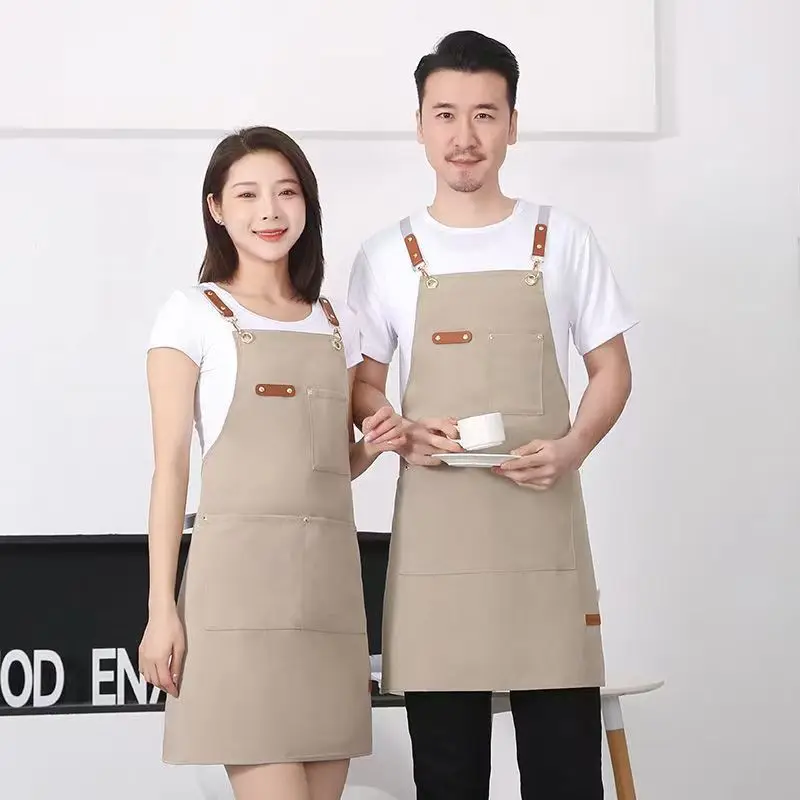 Waterproof Stain-proof Canvas Apron Coffee Shop Kitchen Restaurant Baking Work Wear Clothing Security Protection Safety Supplies
