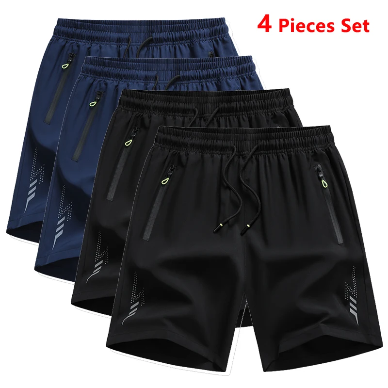

4 шт. мужских спортивных шорт для бега и фитнеса, летняя спортивная одежда, мужские шорты для занятий спортом на открытом воздухе, быстросохнущие дышащие брюки для мужчин