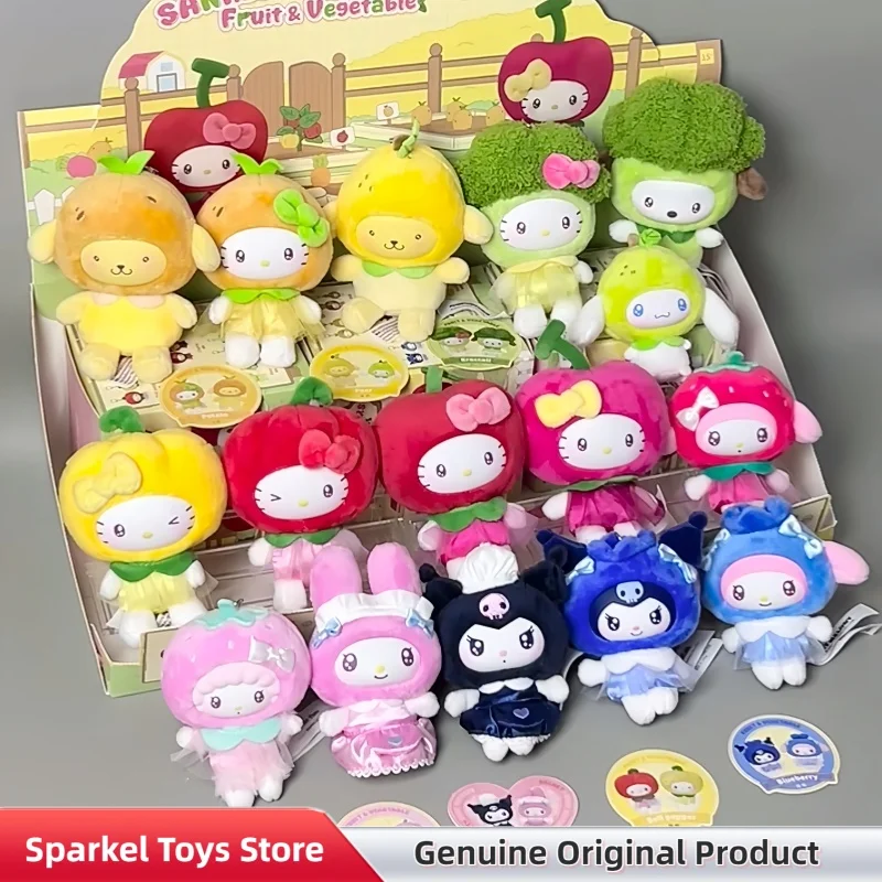 

Genuine Sanrio Fruit Vegetable Series Blind Box Mini Vinyl Plush Pendant Kawaii Hellokitty Dolls Mystery Keychain Birthday Gifts