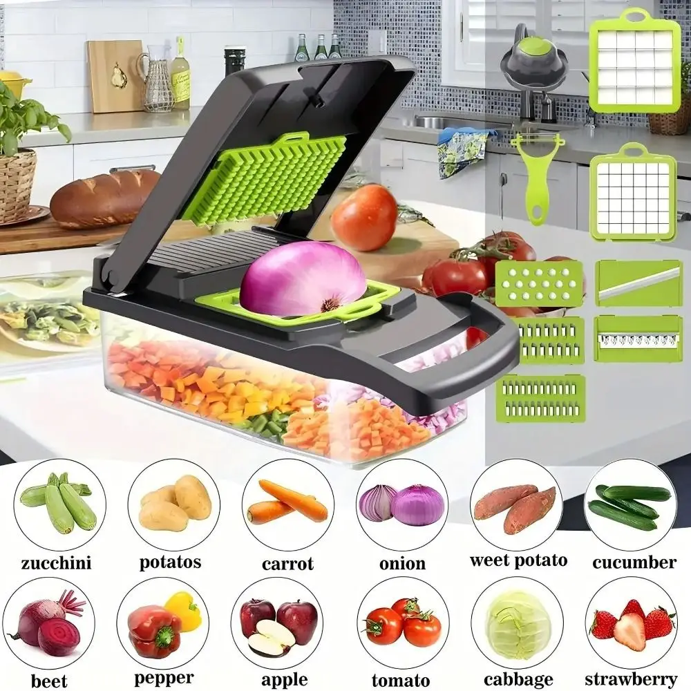 

16-In-1 Function Kitchen Vegetable Cutter Carrot Grater Potato Peeler Fruit Slicer Compact Portable Vegetable Slicer