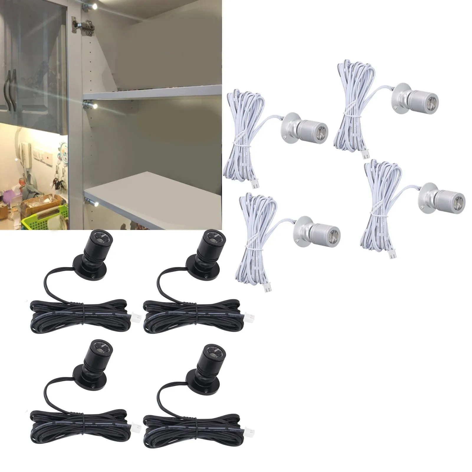 

4 шт. мини-прожекторы с питанием от USB, светодиодные точечные светильники 5В с регулировкой яркости, мини-прожекторы USB для витрин ювелирных изделий, крыльца, прихожей