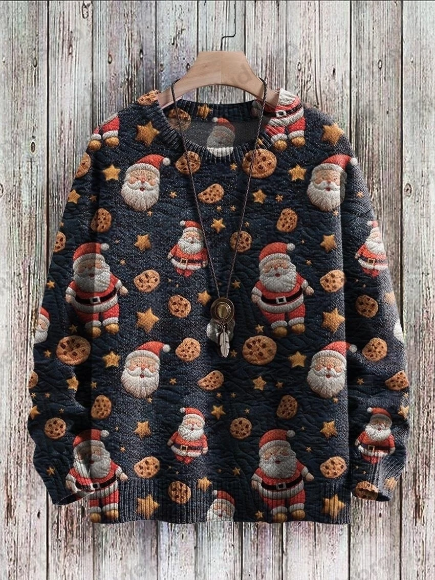 Christmas Cartoon Mushroom Pet Skull Sweater Graffiti Retro Vintage 3DPrint Pullover Harajuku Casual Unisex Winter Streetwear A5