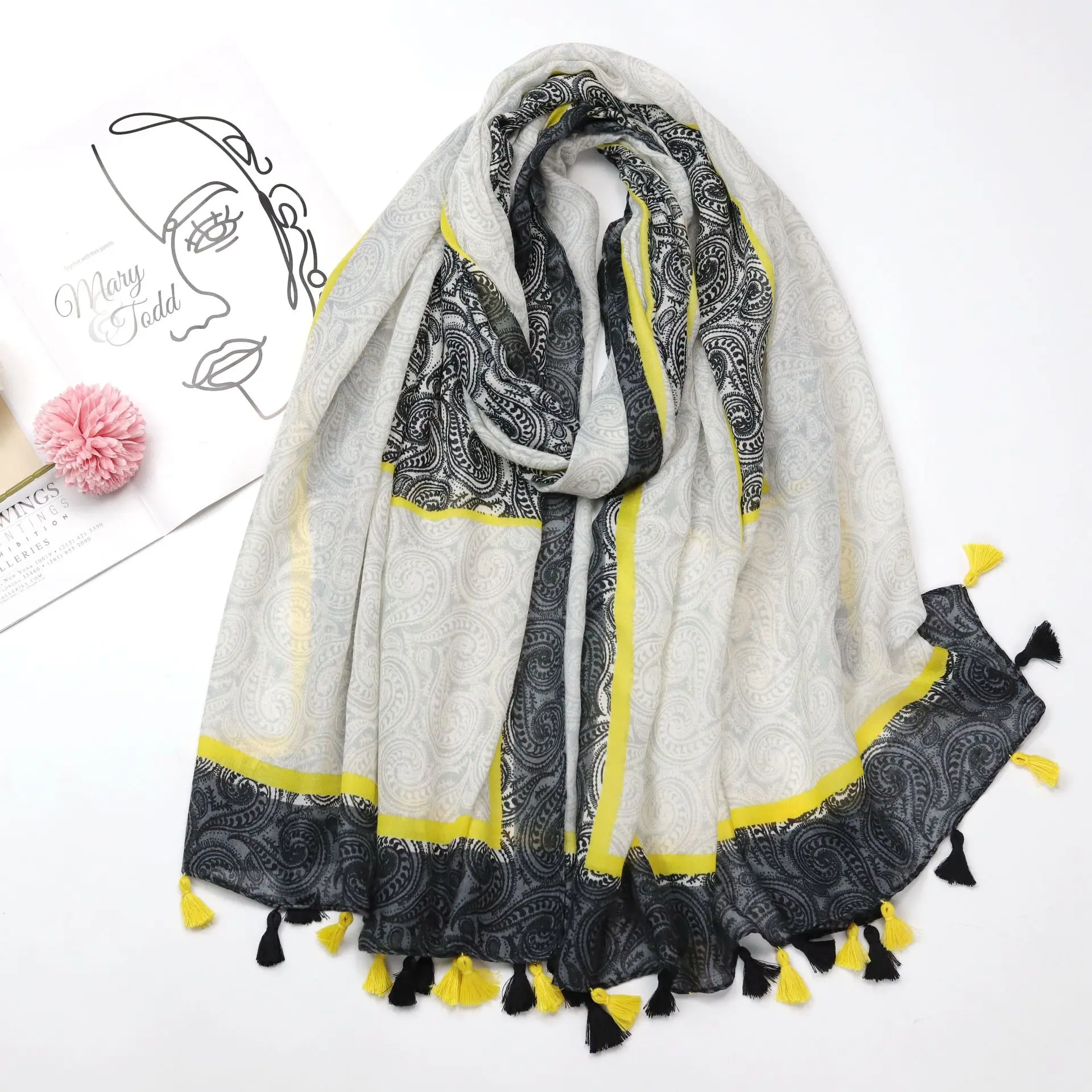 2022 Spring Paisley Pattern Tassel Scarf Shawls Long Soft Cashew Wrap Hijab Scarves 6 Color Free Shipping