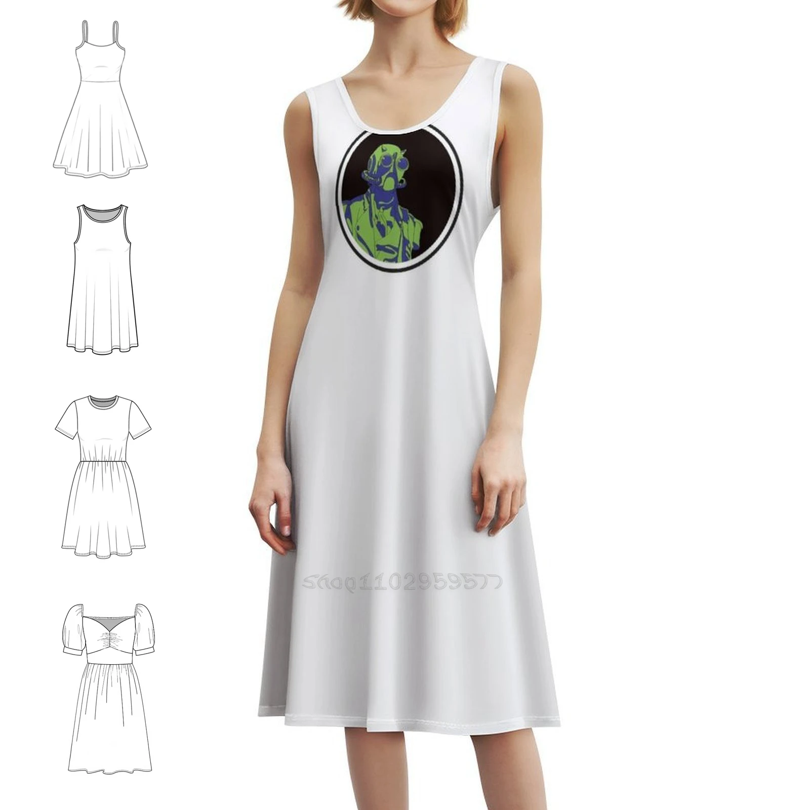 

Безымянный Гуль-Сине-Зеленый Женский Хип-Хоп Уличная Одежда Платье Графический Принт Вечеринка Клубная Одежда Nameless Ghoul Ghost Bc The Band Ghost