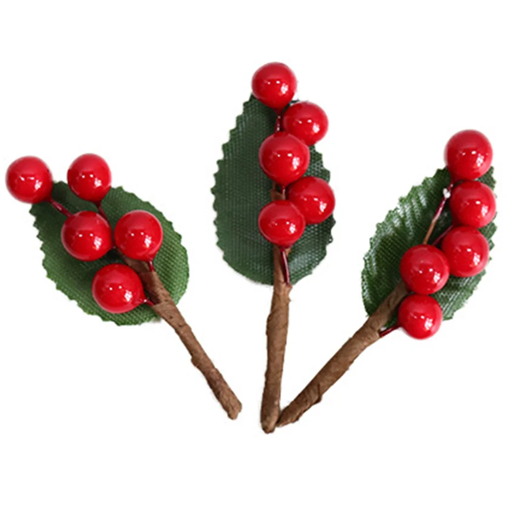 

10Pcs Christmas Berry Artificial Red Berries Branch Decoration Xmas Tree Wedding Party Holiday DIY Arrangement Supplies