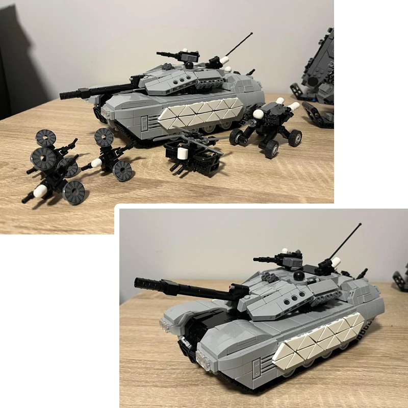 Bloc de construction de char D.O.T.S de guerre militaire MOC-222848, modèle de véhicule de combat blindé, ensemble de briques, cadeaux créatifs à collectionner, 1232 pièces