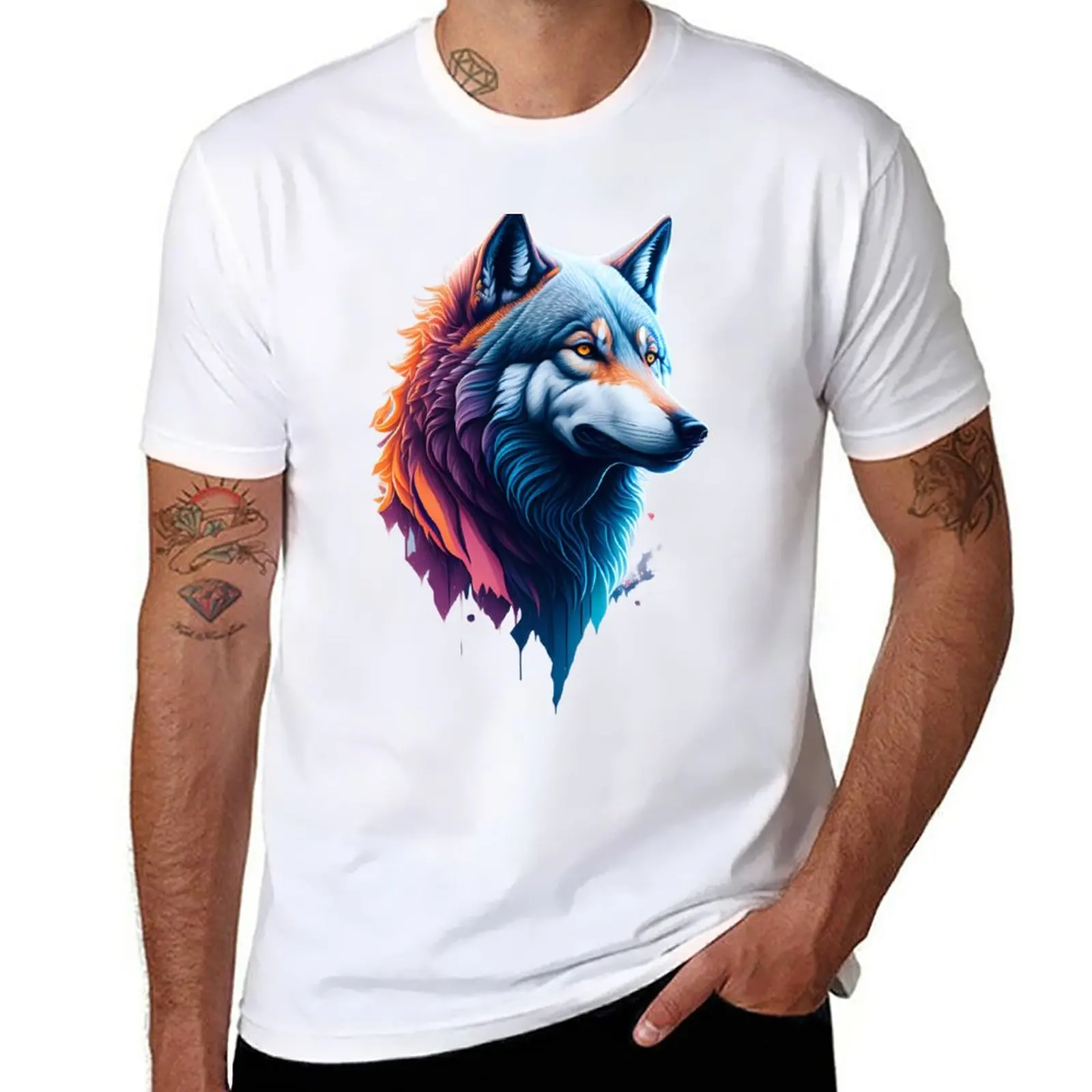 New Galaxy Wolf Design T-Shirt boys animal print shirt boys t shirts fitted t shirts for men