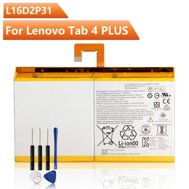 

Original Replacement Tablet Battery L16D2P31 For Lenovo Tab 4 Tab4 PLUS TB-X704F TB2-X30M TB-X304F Rechargeable Battery 7000mAh