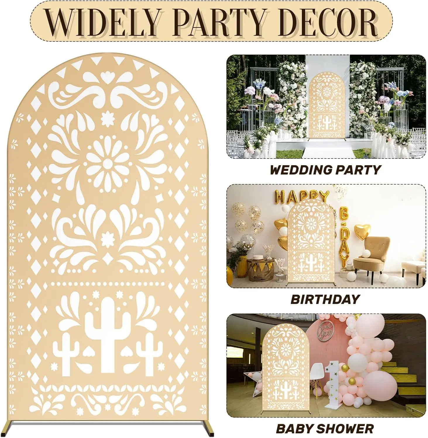 خلفية قوس بيج مكسيكية لحفلات الزفاف وحفلات الزفاف وغطاء حامل قوس قابل للتمدد وخلفية ديكور على شكل قوس كيارا #4