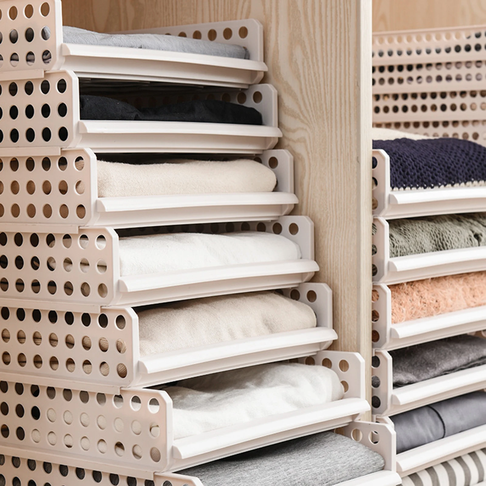 

Wardrobe Storage Box Stackable Plastic Storage Box For Clothes Jeans Pants Skirt Underwear Household Dormitory Organizer Rack