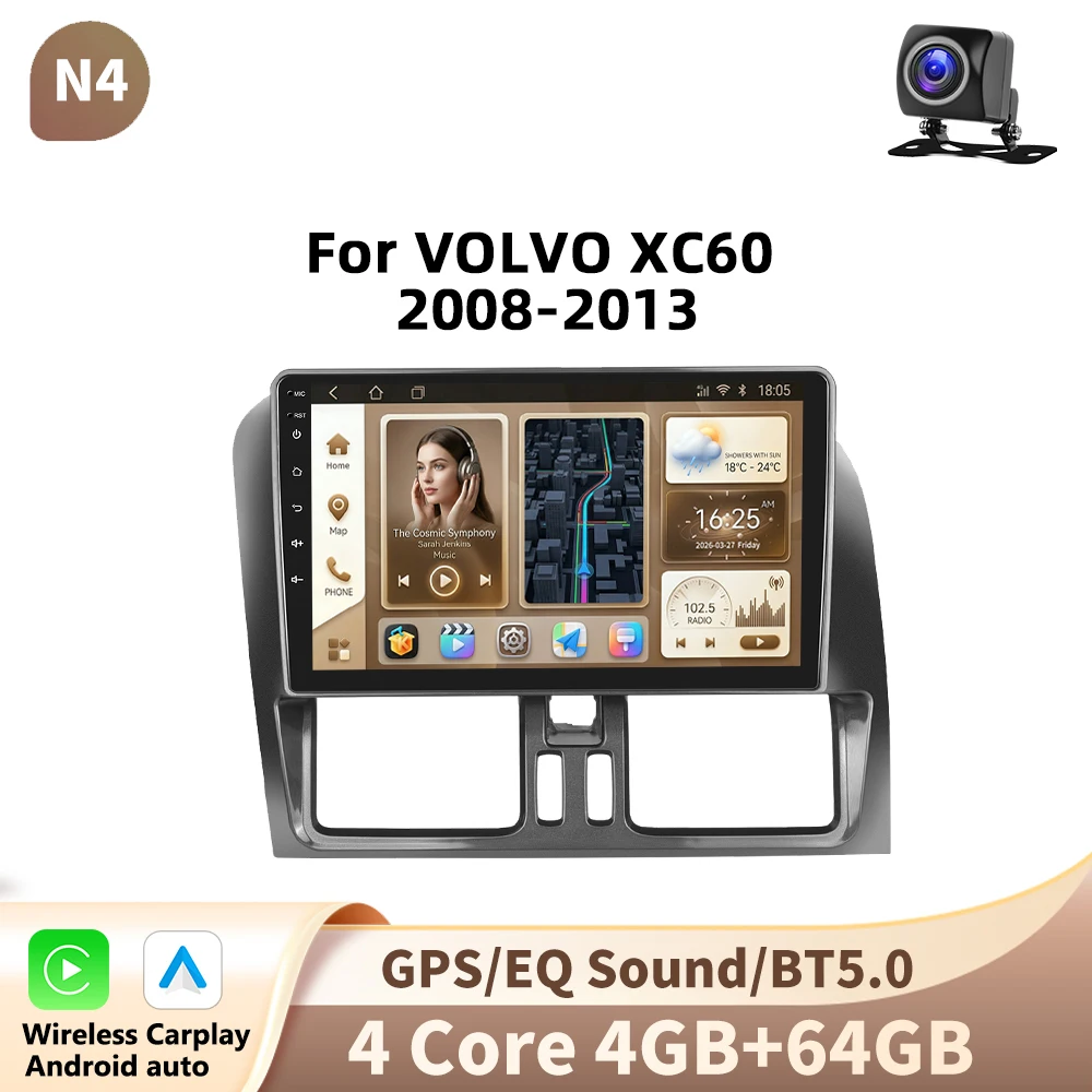 Podofo 2 Din Draadloze Carplay Android Autoradio Multimidia Video Speler Voor VOLVO XC60 2008-2013 GPS Navigatie 2din Auto stereo