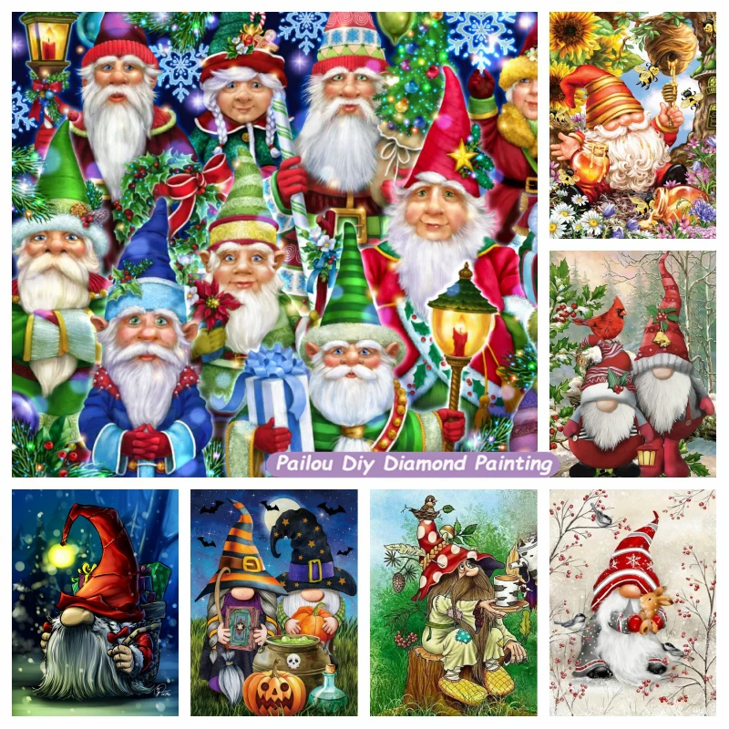 

Christmas Gnomes 5d Diamond Painting Art Cute Dwarfs Full Drills Mosaic Cross Stitch Handcraft For Adults Beginners Gift