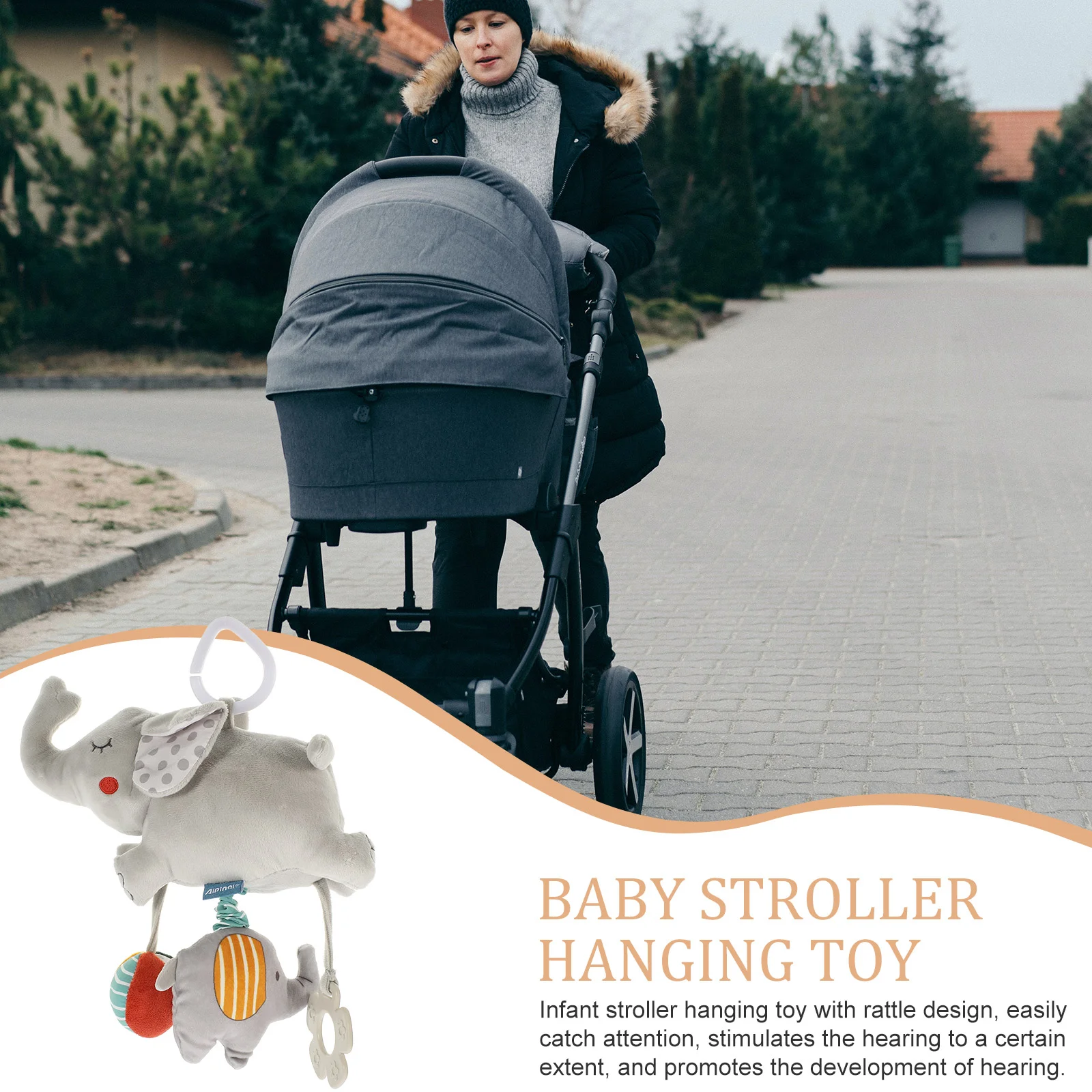 Baby Stroller Pendant Seat Soothing Music Bell Toy (elephant) Car Hanging Cart Toddler