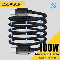 Essager PD 100W 60W Magnetic Suction Anti Winding Type C C to C Cable Fast Charge Cord Wire For Samsung Huawei Xiaomi Lenovo