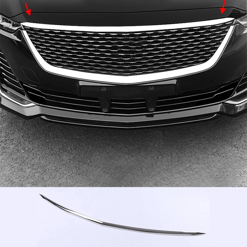 

Car modified For Cadillac CT5 2020 2021 2022 2023 Stainless steel Chrome Front Bumper Hood Bonnet Molding Cover Trim