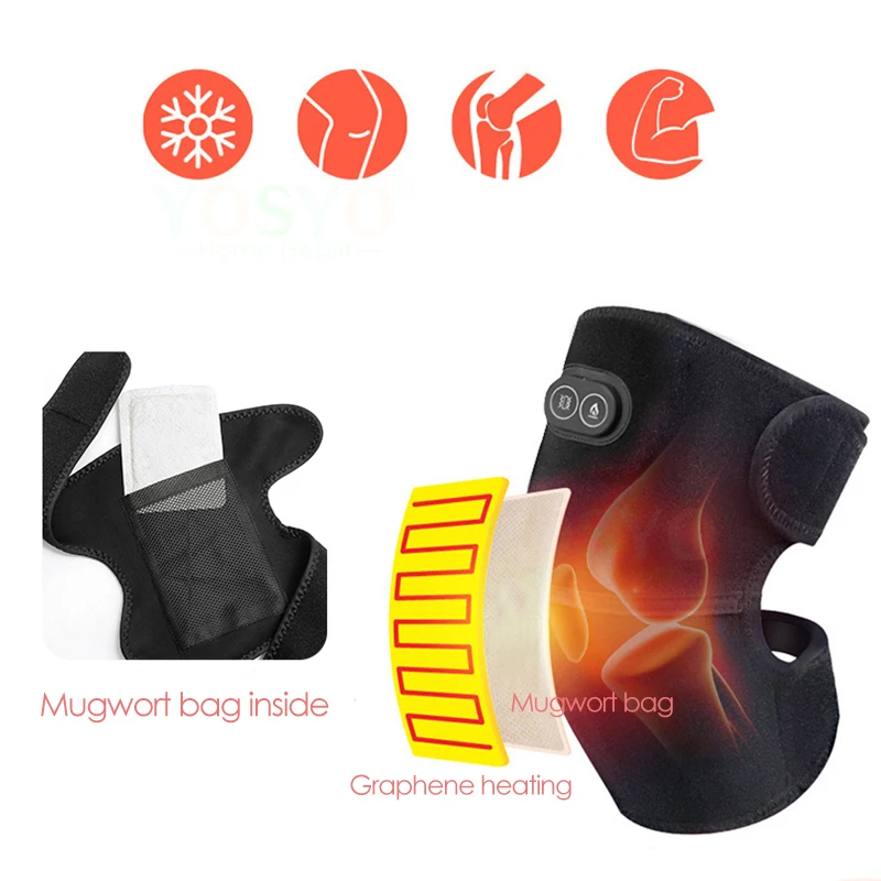 Electric Heated Shoulder Brace Vibration Massage Knee and Shoulder Adjustable Protective Strap Knee Brace Far Infrared Heat