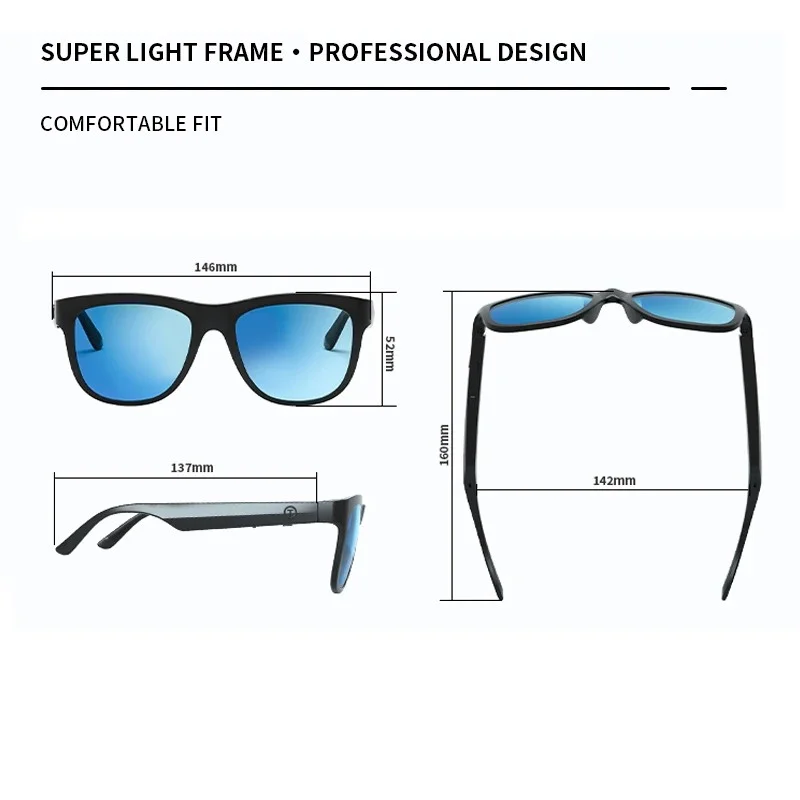 ชายหญิงแว่นตาสมาร์ทบลูทูธ 5.0 หูฟังชุดหูฟังไร้สายหูฟัง UV400 Polarized Blue Light Blocking เพลง Eyeglasses