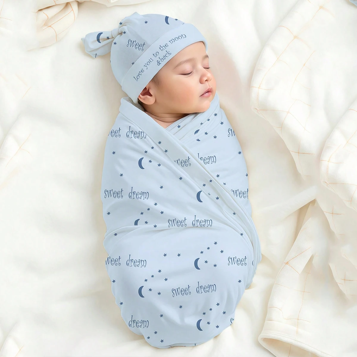 Ylsteed Newborn Photography Car Print Wrap with Turban Hat Infant Photo Shooting Outfits Baby Receiving Swaddle Blanket-HD image 4