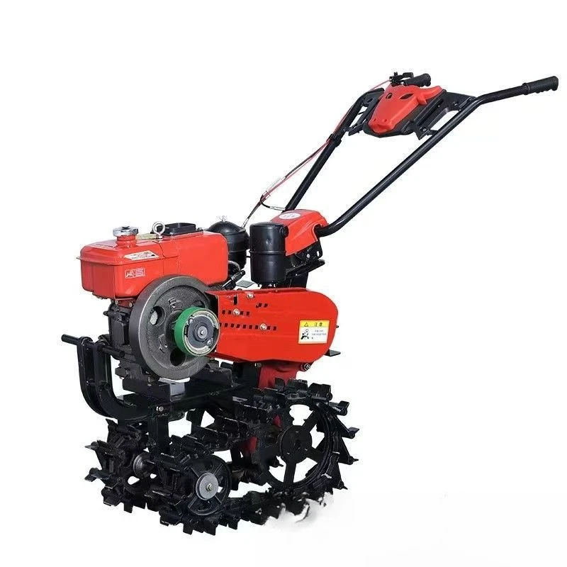 Double chain rail micro-tiller crawler agricultural multi-function rotary tiller