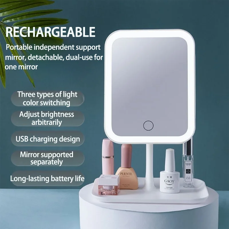 مرآة مكياج المشاهير على الإنترنت LED للمنزل الجديد مع ضوء، مرآة مكياج محمولة لسطح المكتب في سكن الطلاب #2