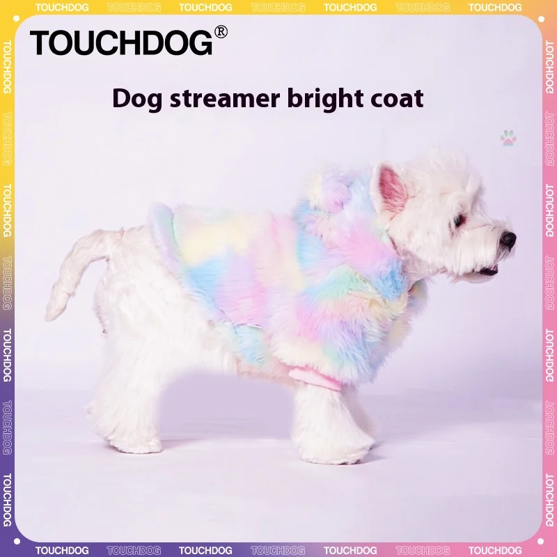 

Touchdog Winter Dog Sweatshirt Streaming Radiant Coat Puppy Chest And Back Plush Warm Colorful Coat Multi-Size Model