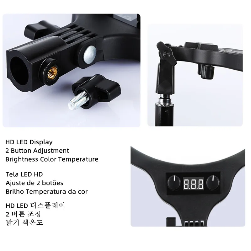 مصباح حلقي مع حامل ثلاثي القوائم ، ضوء ستوديو للصور لفيديو Vlog ، مكياج للتصوير ، صورة سيلفي tiktoke ، من من من من 10 "، 24W