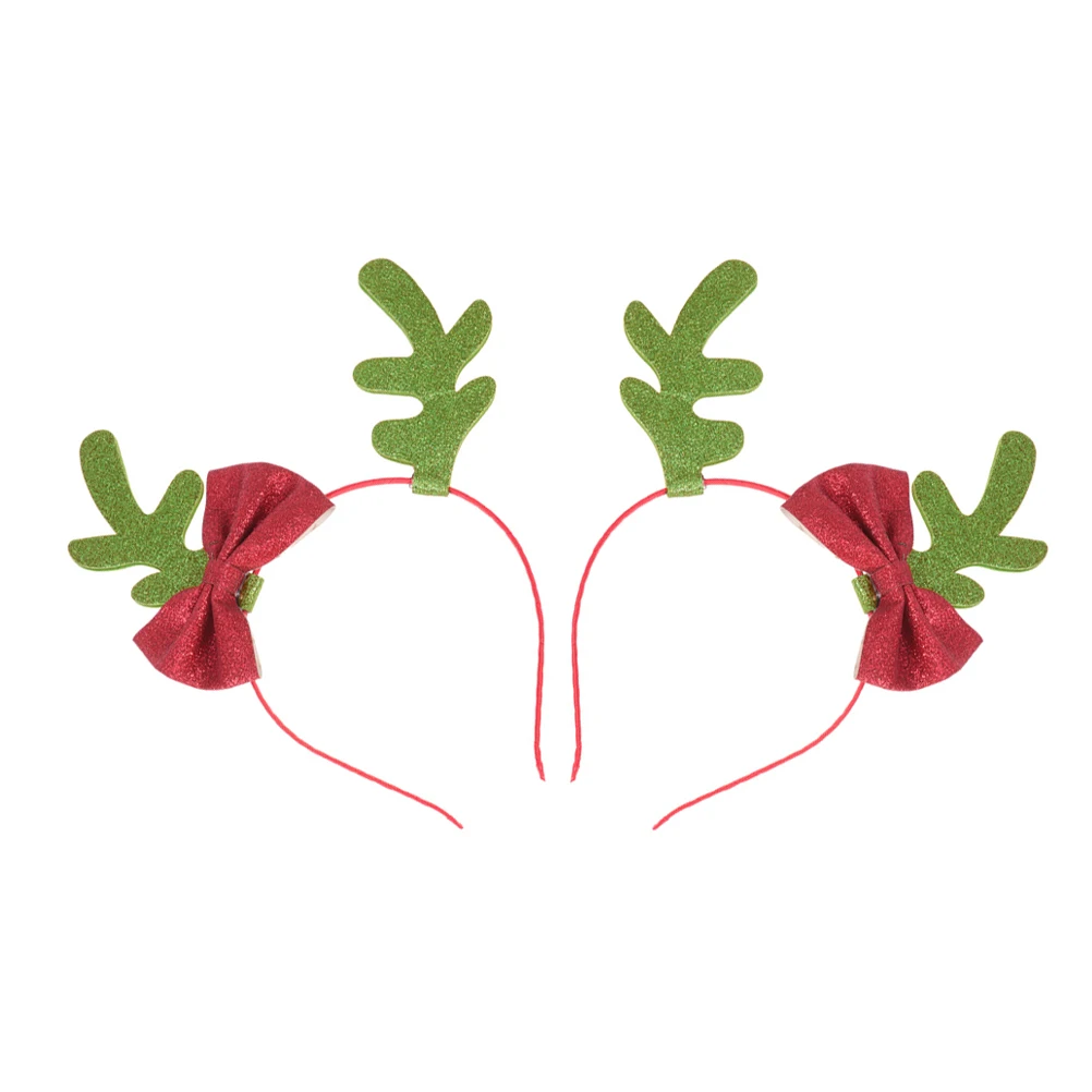 

2 PCS Antler Headband Xmas Hair Bands Deer Stag Christmas Cartoon Headwear Glitter Hoop