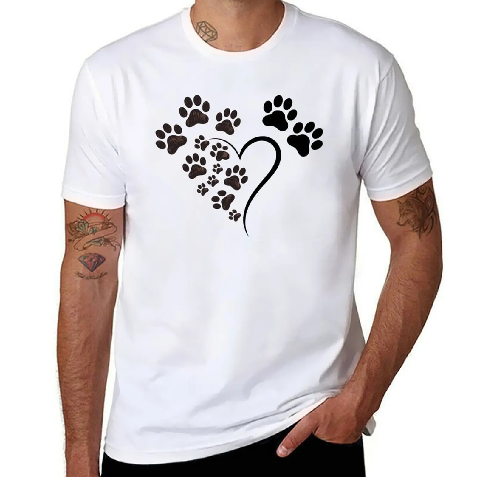

heart paw print T-Shirt mens graphic t shirts t shirts for man pack cotton t shirt personalised T-Shirt