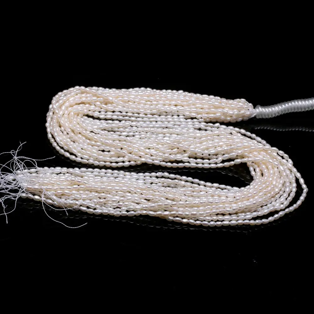 2-2.5mm AAA Rice Beads High Quality White Natural Freshwater Pearls Loose Spacer Beads for Jewelry Making DIY Necklace Bracelet