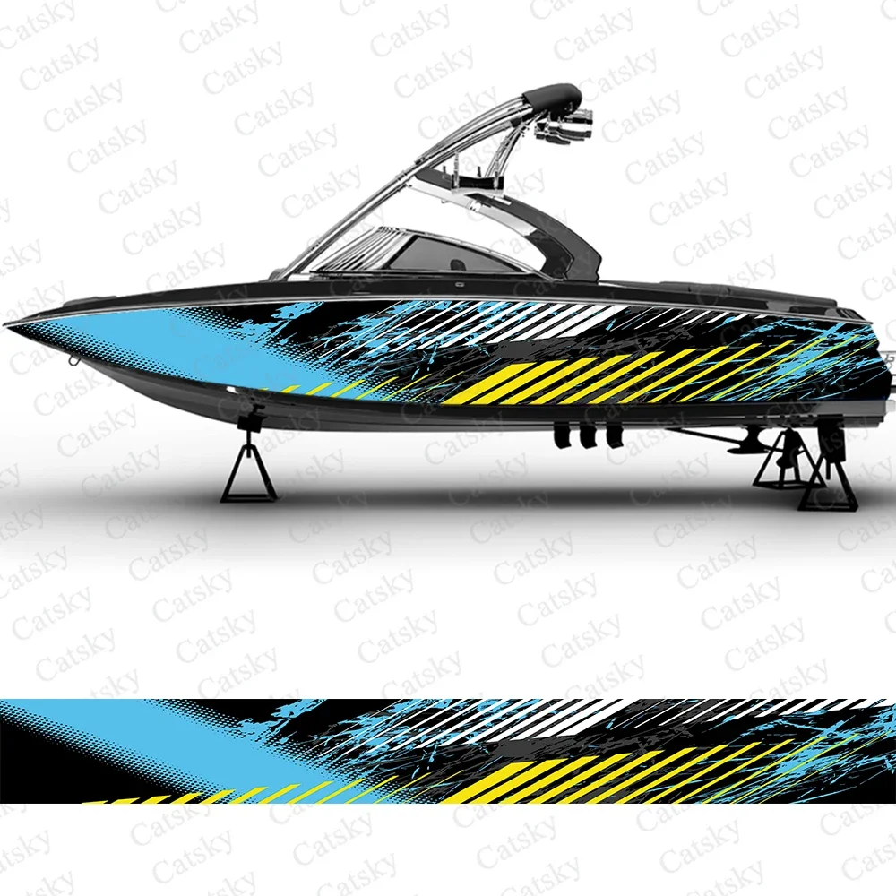 Abstract line design graphics Boat wrap sticker vinyl pontoon deck boat fishing decal design uniform vector abstract print