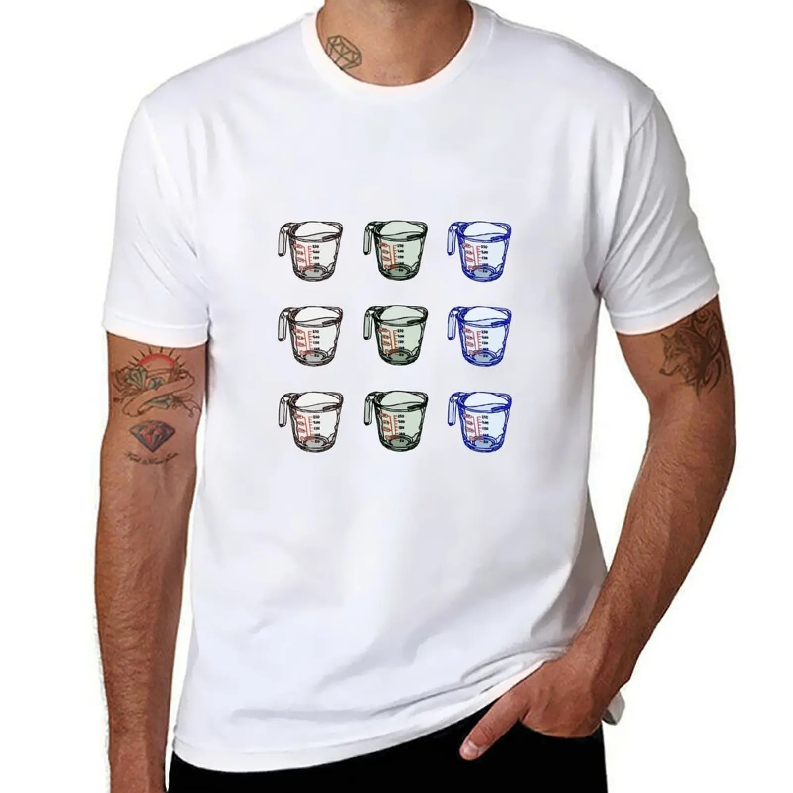 

Measuring cup glass T-Shirt cotton t shirts man 100% t shirts designer t shirt for man T-shirt