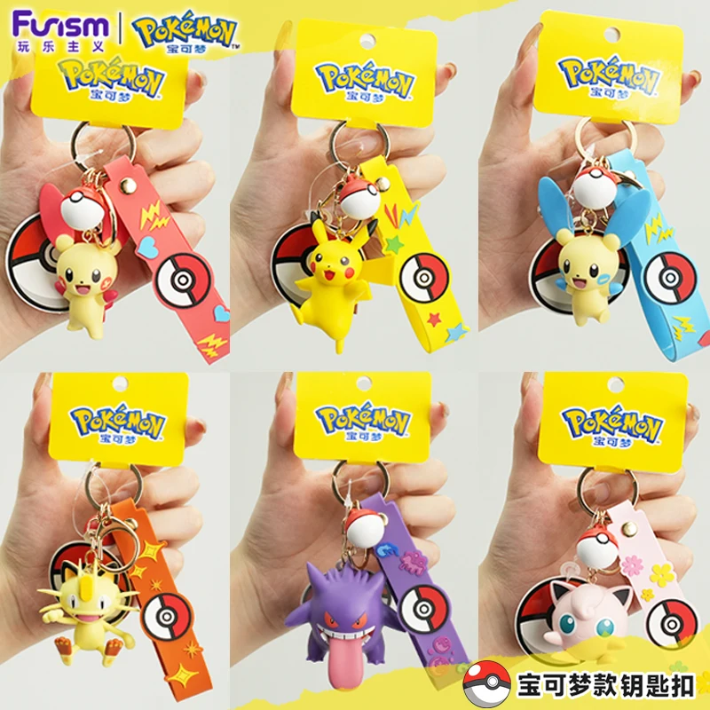 Image of Original Pokémon Morpeko Schlüsselanhänger Gengar Meowth Cubone Jigglypuff Mimikyu Anime Actionfigur Spielzeug Schlüsselring Duftanhänger Geschenk