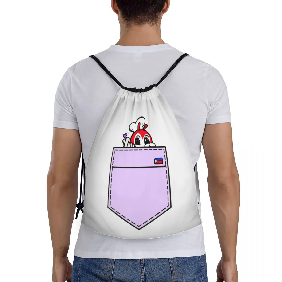 

Рюкзаки CUTE JOLLIBEE ARMY PEEKING FROM A POCKET, повседневные портативные сумки на шнурке, спортивная сумка, сумки для книг для мужчин и женщин, школьные