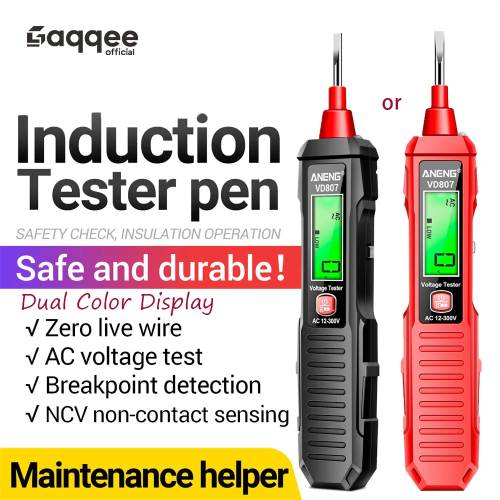 التيار المتناوب 12-300 فولت ذكي التعريفي الرقمي ثنائي اللون عرض صفر وسلك النار كاشف جهد خاص تستر للقياس