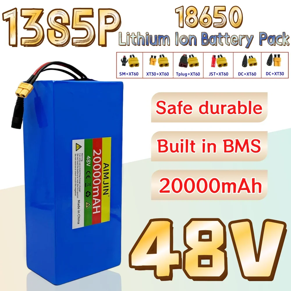 

13S5P 48V 20Ah 18650 Lithium Battery Pack+Built In BMS 500-1000W Suitable for Electric Bicycle Scooters Battery