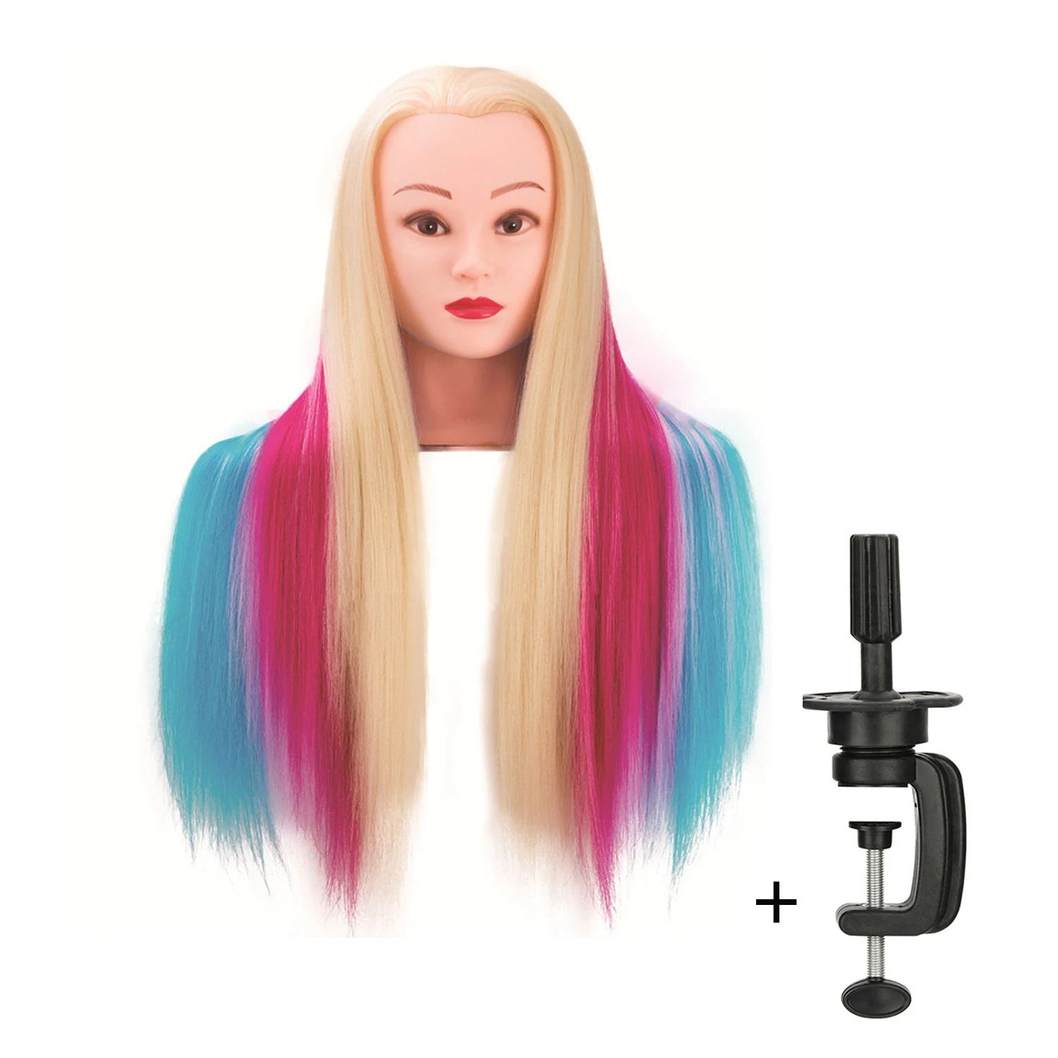 رأس دمية لتضفير عارضة أزياء لتصفيف الشعر 100% رأس تدريب لتصفيف الشعر الاصطناعي مع حامل ثلاثي القوائم للتجميل #4