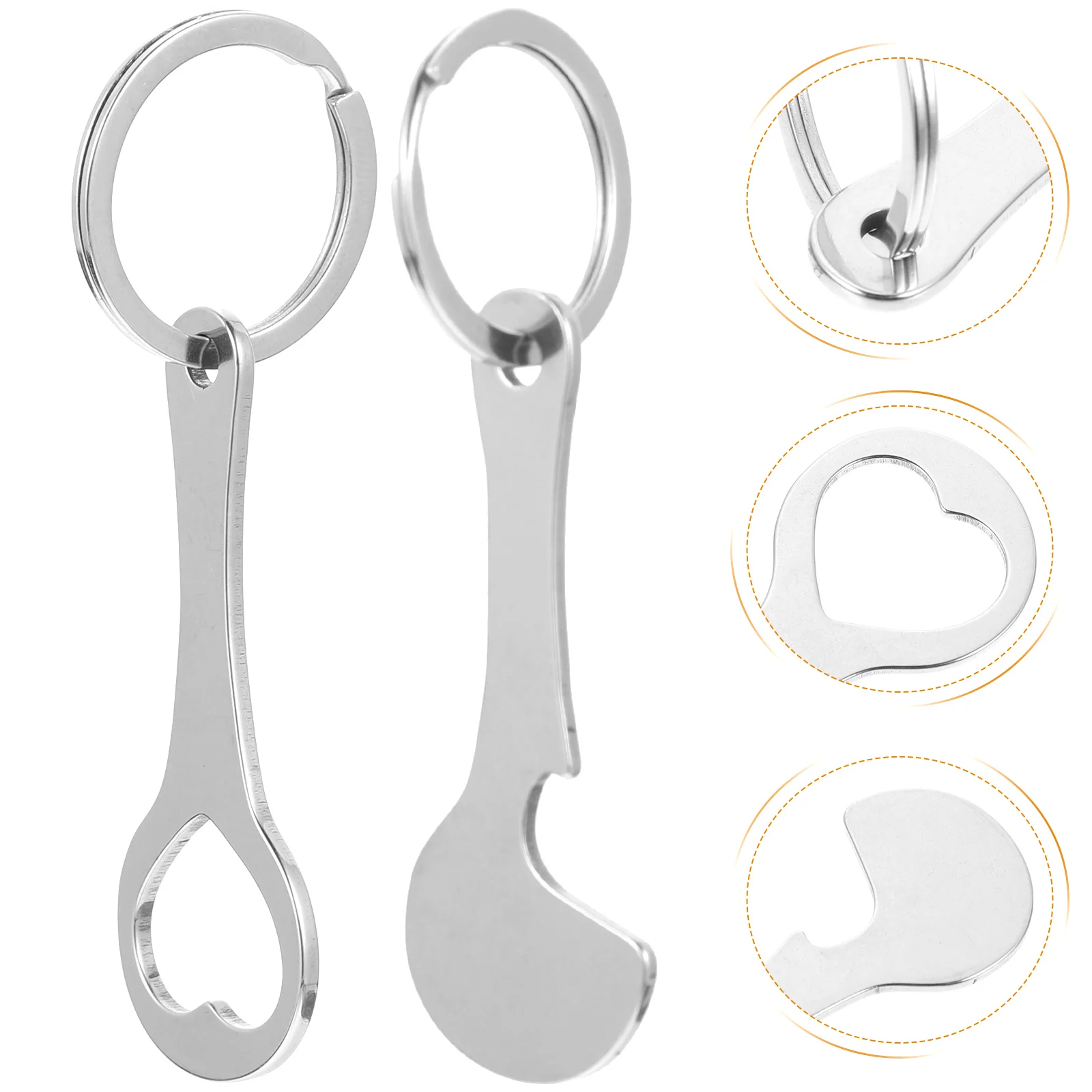 4 Pcs Foldable Trolley on Wheels Shopping Cart Token Carabiner Keychain Grocery Silver Metal