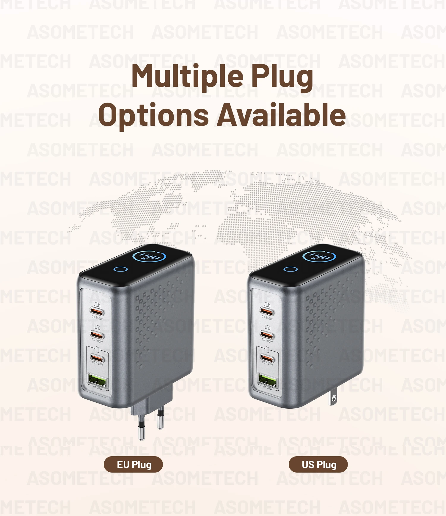 148W GaN USB-C Ladegerät mit Display, 140W PD3.1 3.0 QC4.0 3.0 Schnellladegerät für Macbook, Tablet, Smartphone, iPhone 17 16 – Detail 4